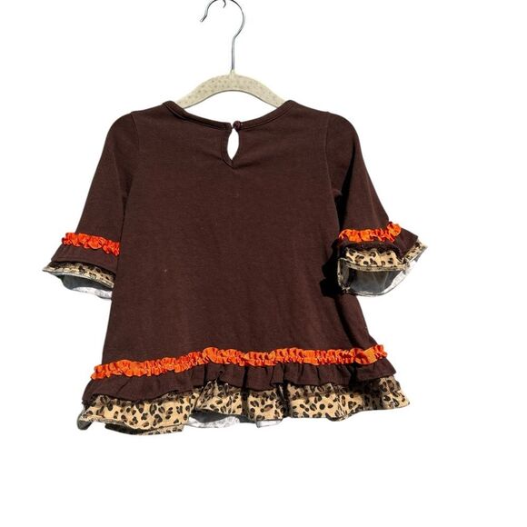Rare Editions Brown Dress with Leopard and Orange Accents size 12 months Fall - Picture 2 of 3